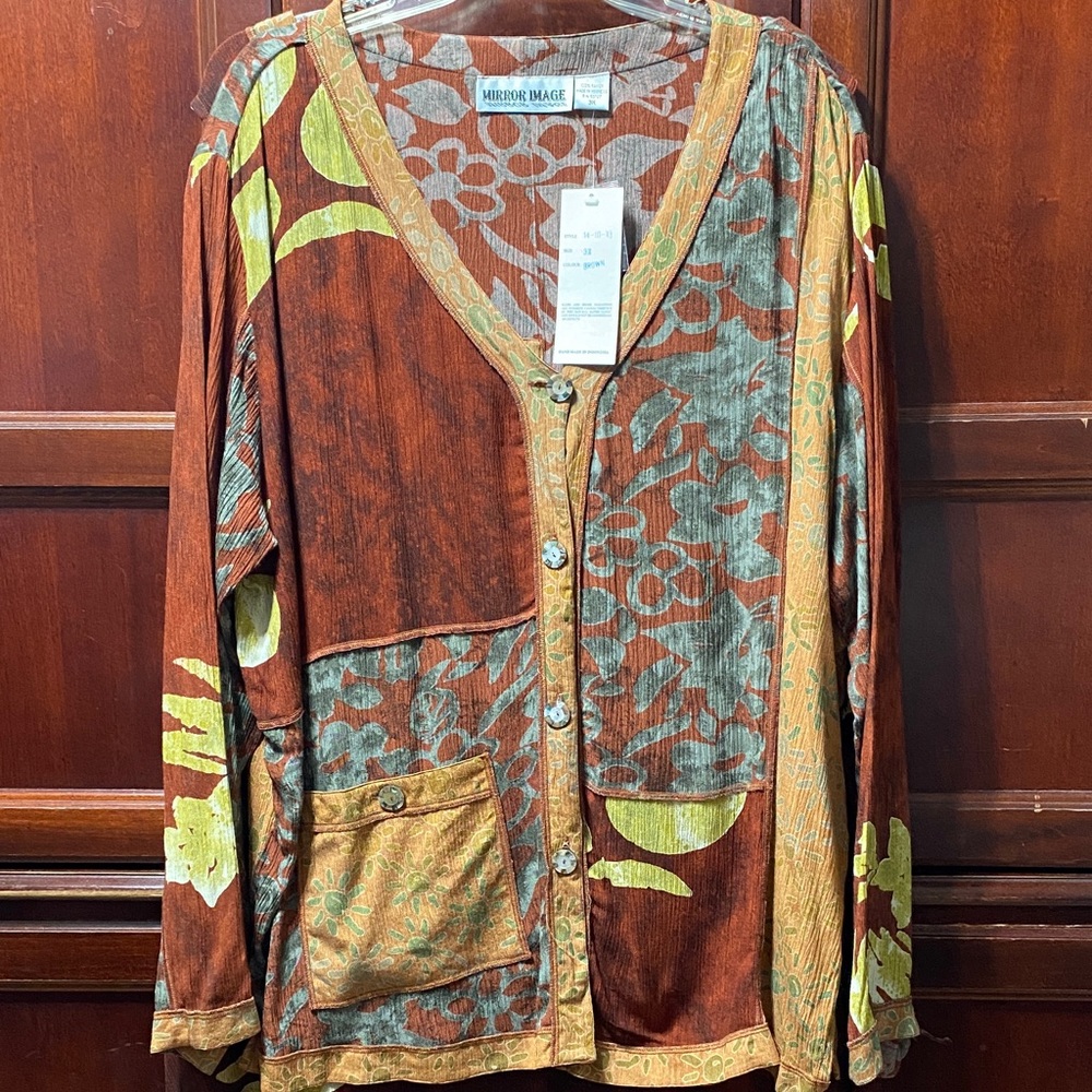 Mirror Image vintage brown Button-Up Cardigan and dress 2 piece set plus size 3X
